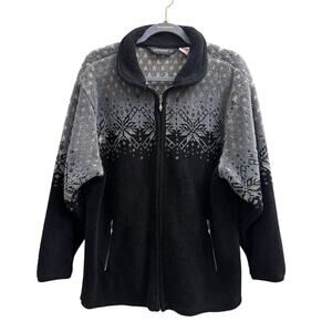 Black Diamond Unisex Medium Fair Isle Fleece Zip Up Black Gray Made In USA